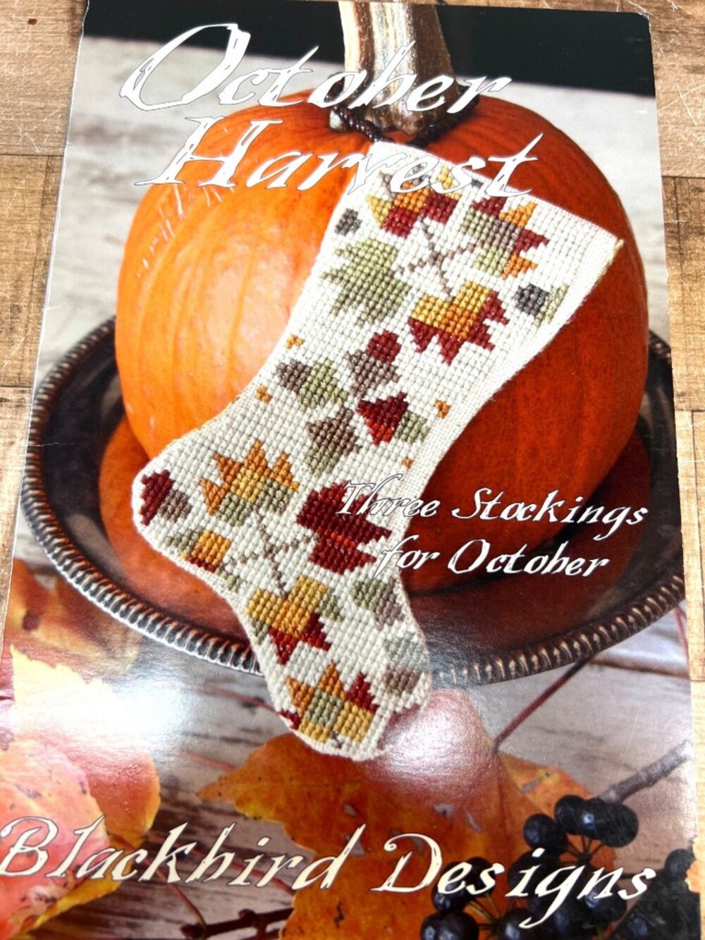 October Harvest Cross-Stitch Pattern Booklet Blackbird Design Three Autumn Stock